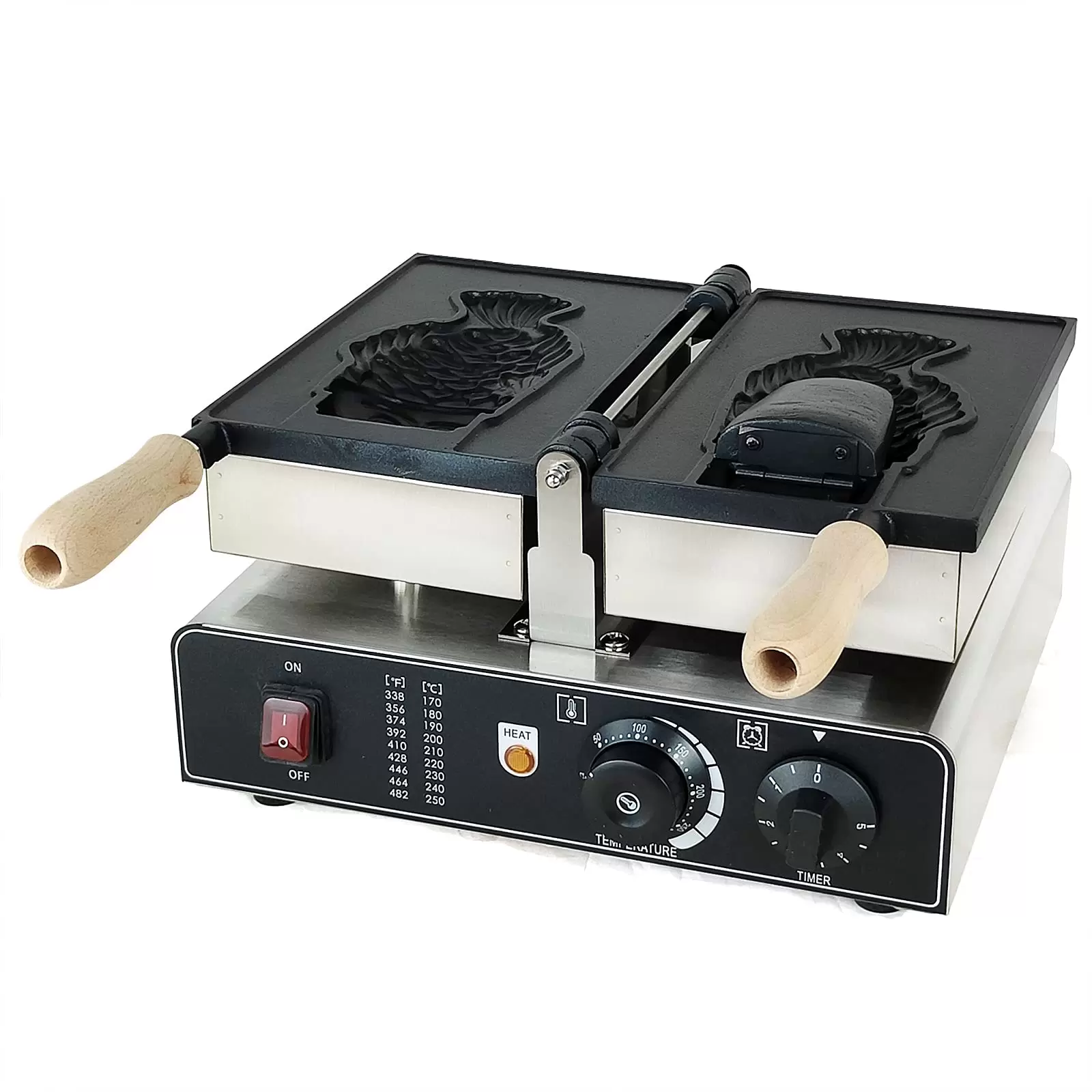 Commercial Fish Waffle Maker Non-Stick Waffle Pan with 2 Sides Fish Shape Japanese Stainless Steel Cake Pan for Bakeries Restaurants