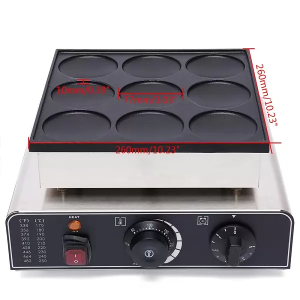 Electric Crepe Maker Commercial Crepe Maker for 9 Dorayaki, Crepes (3.03 x 3.03 x 0.39 inch)