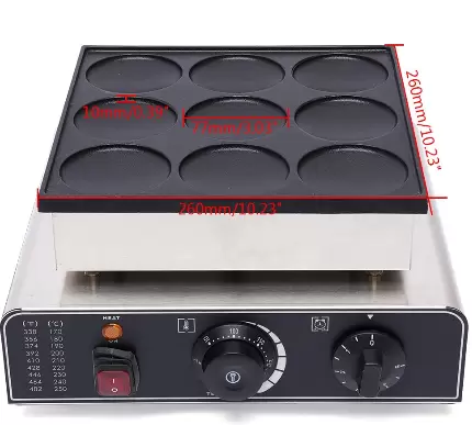 Electric Crepe Maker Commercial Crepe Maker for 9 Dorayaki, Crepes (3.03 x 3.03 x 0.39 inch)