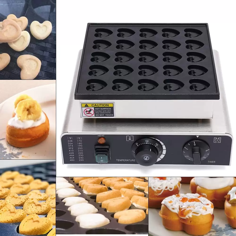 Professional Stainless Steel Waffle Maker - 0.85 kW - with Non-Stick Coating - 25 Pieces - Mini Electric Crepe Maker Professional Stainless Steel Waffle Maker - 0.85 kW - with Non-Stick Coating - 25 Pieces - Mini Electric Crepe Maker
