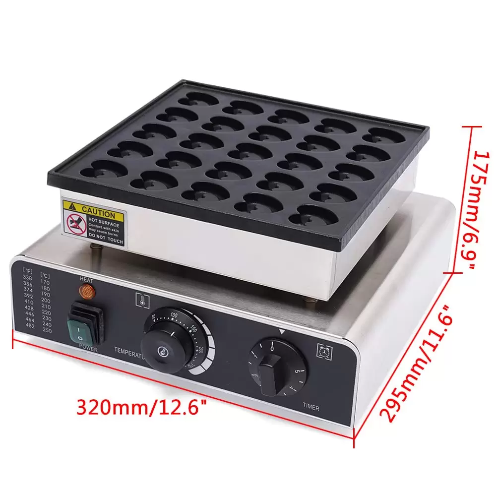 Professional Stainless Steel Waffle Maker - 0.85 kW - with Non-Stick Coating - 25 Pieces - Mini Electric Crepe Maker Professional Stainless Steel Waffle Maker - 0.85 kW - with Non-Stick Coating - 25 Pieces - Mini Electric Crepe Maker