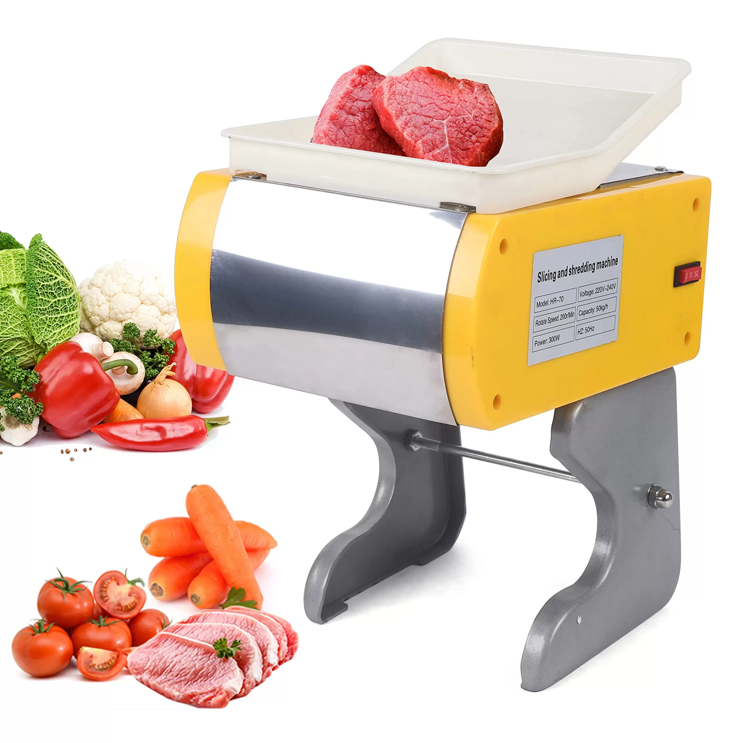 300 W Universal Slicer 50 Kg/h Electric Slicer For Vegetables And Meat Slices 19.5 X 18.5 X 38 Cm Chop And Dice For Vegetables And Slices Of Meat 300 W Universal Slicer 50 Kg/h Electric Slicer For Vegetables And Meat Slices 19.5 X 18.5 X 38 Cm Chop And Dice For Vegetables And Slices Of Meat
