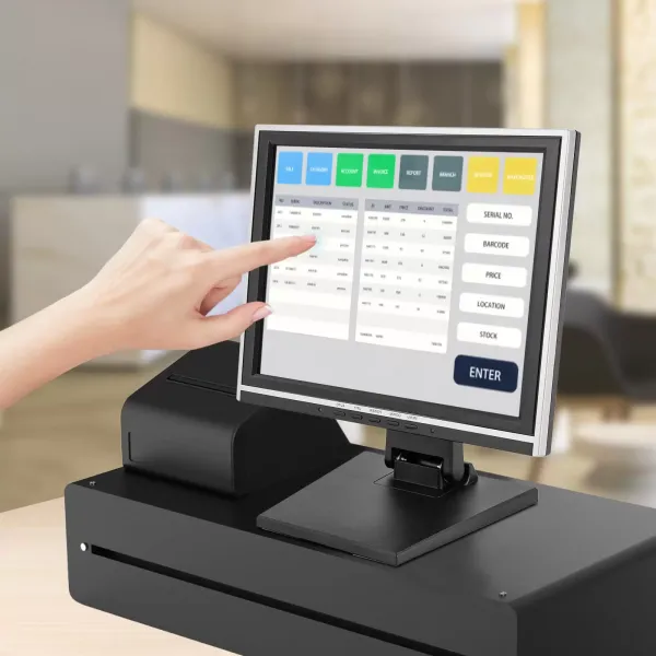 Touch Screen With Support For Pc Pos Cash Register System 15" 1024*768 LCD Screen Cashier Restaurant Bar Touch Screen LCD Display Black