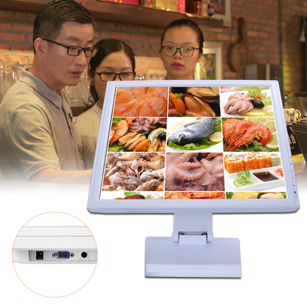 17 Inch Touchscreen Monitor Touch Screen Pos LCD Touchscreen Monitor With Adjustable Pos Stand For Retail Restaurant 4-wire Resistive Touchscreen