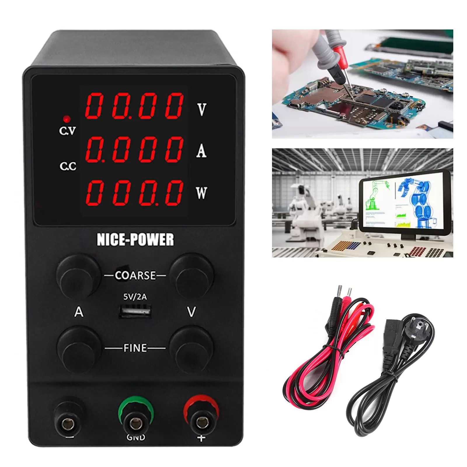 Adjustable DC Lab Power Supply with 4 Digit LED Display 0-30V 0-10A Stabilize Lab Power Supply