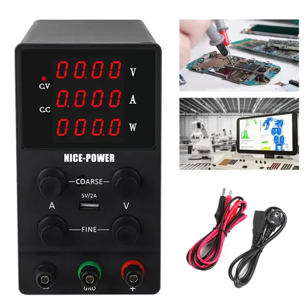 Adjustable DC Lab Power Supply with 4 Digit LED Display 0-30V 0-10A Stabilize Lab Power Supply
