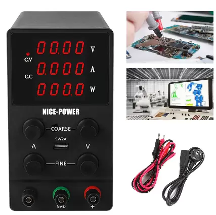 Adjustable DC Lab Power Supply with 4 Digit LED Display 0-30V 0-10A Stabilize Lab Power Supply