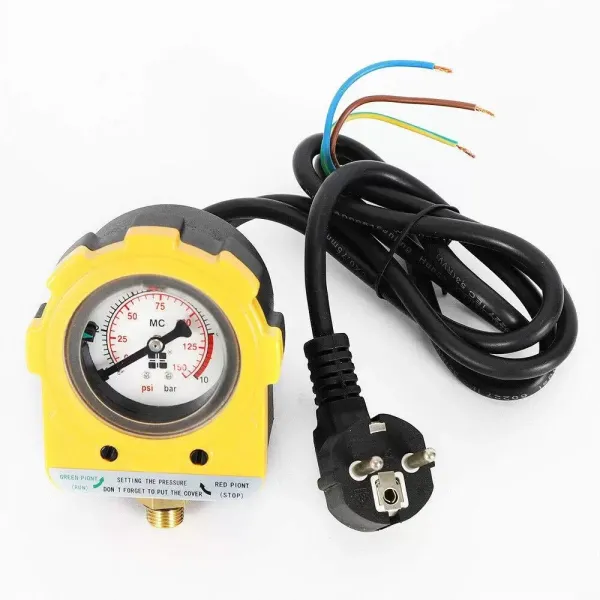 Pressure Switch with Pressure Gauge, max. 10 bar, Yellow Submersible Pump