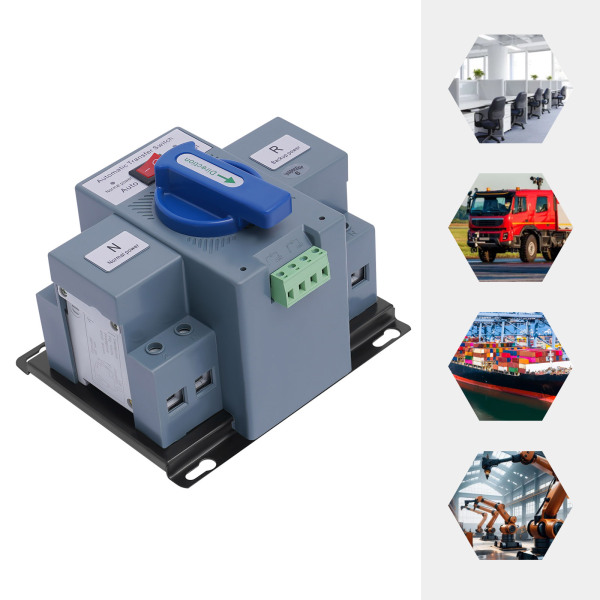 2P 63A Double Power Automatic Change-over Switch 220v Applied To Elevators Surveillance Fire Fighting Office Buildings Fast Switching Blue