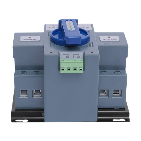 2P 63A Double Power Automatic Change-over Switch 220v Applied To Elevators Surveillance Fire Fighting Office Buildings Fast Switching Blue