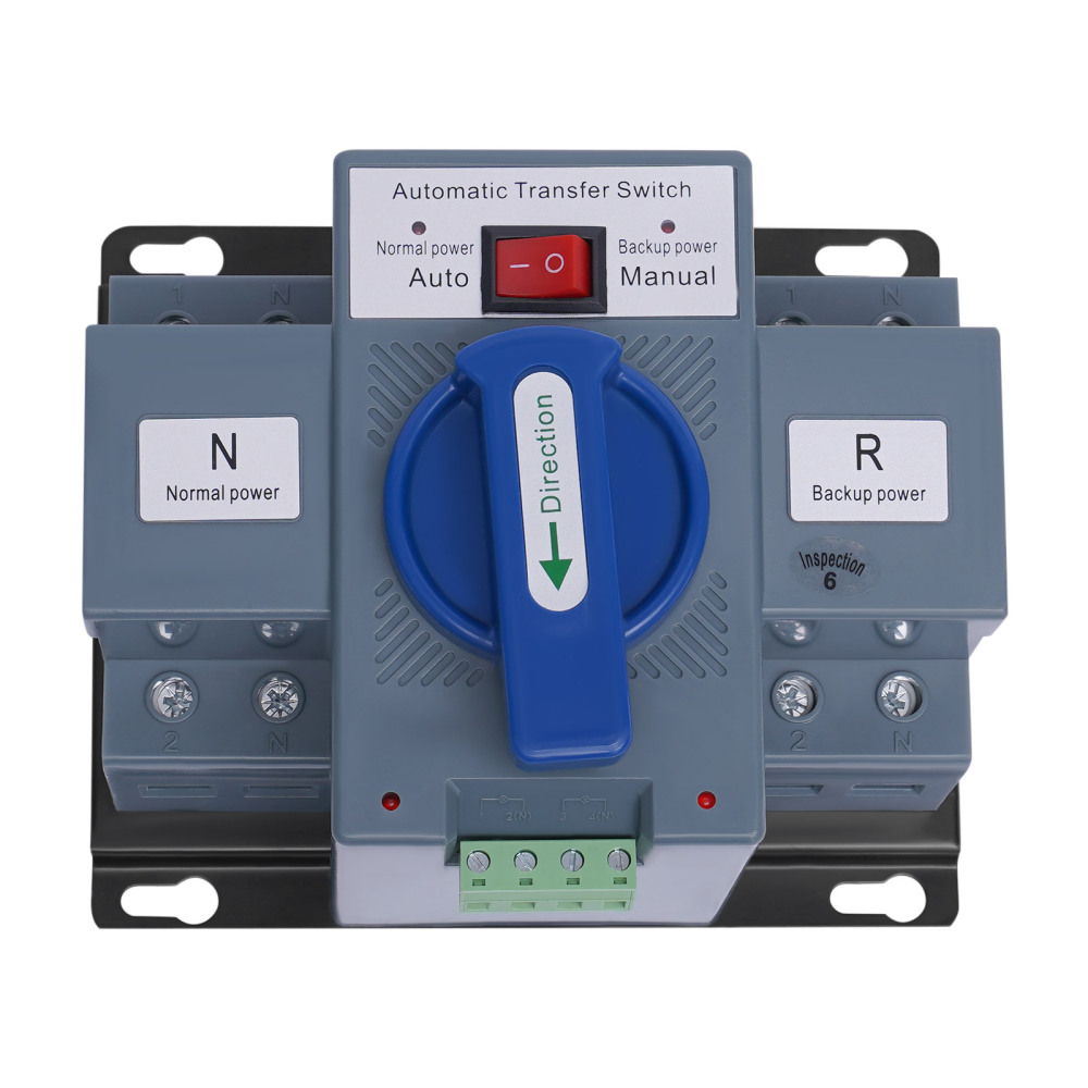 2P 63A Double Power Automatic Change-over Switch 220v Applied To Elevators Surveillance Fire Fighting Office Buildings Fast Switching Blue