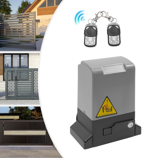 Remote Gate Opener IP44 Waterproof Aluminum Alloy Housing Motorized Sliding Door Operator 600kg With 2 Remote Controls 220V (370W)