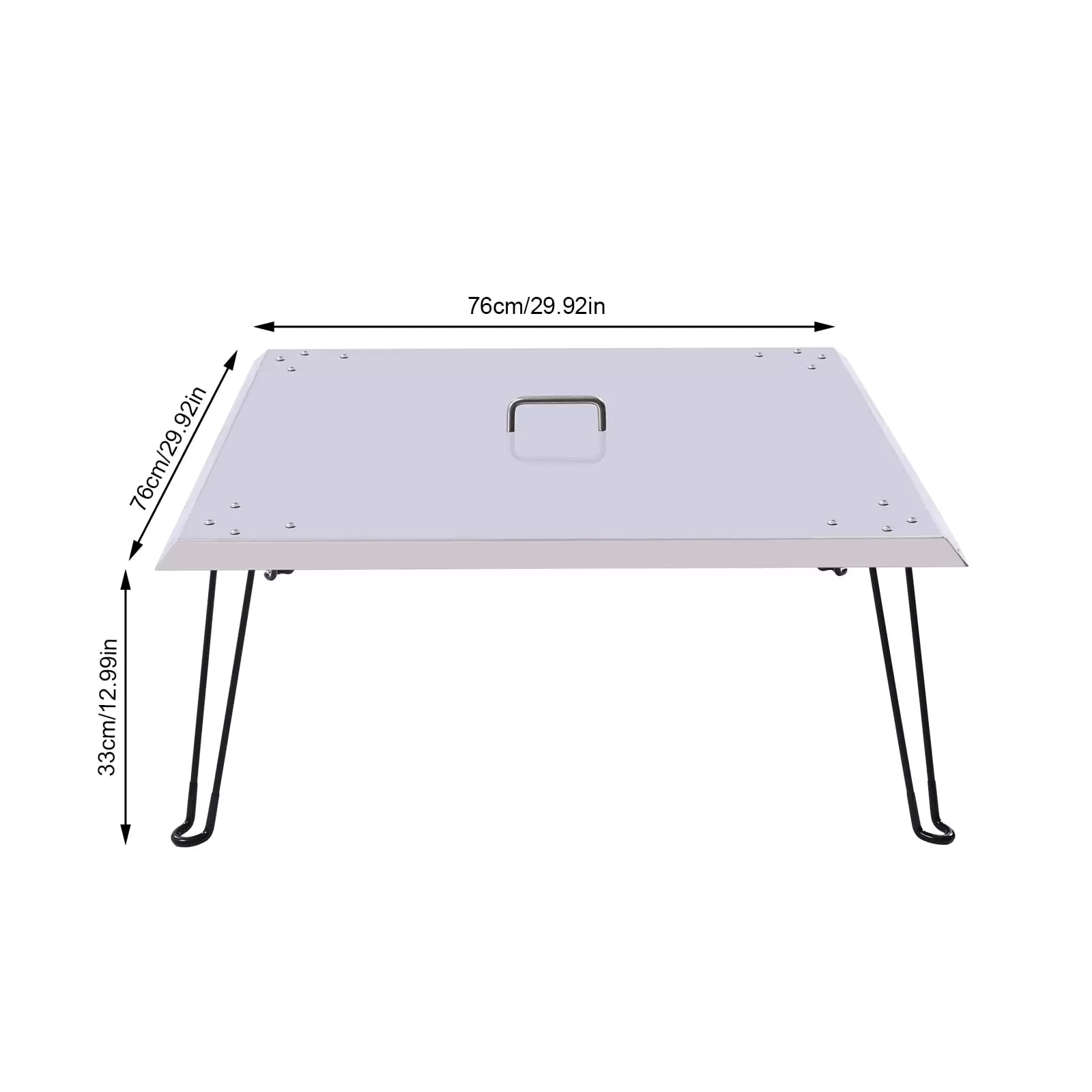 Fire Pit Cover 30" x 30" x 13" Stainless Steel 1.5mm Thick Lid with Foldable Legs and Carry Handle Fire Pit Cover 30" x 30" x 13" Stainless Steel 1.5mm Thick Lid with Foldable Legs and Carry Handle
