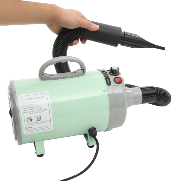Pet Hair Dryer, Electric Dog Cat Hair Dryer, Pet Drying Machine with 4 Nozzles - Green
