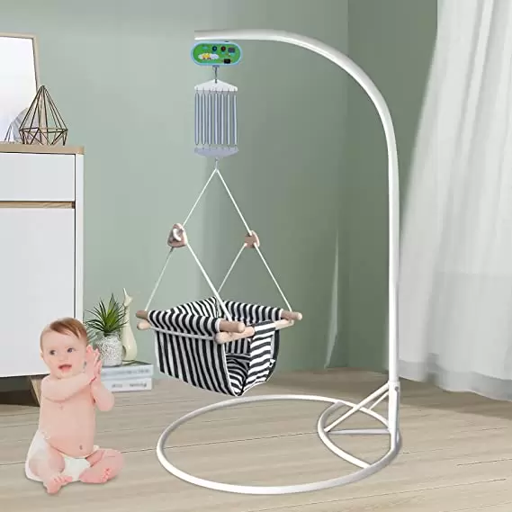 Electric spring bed 8 W - With timer - Adjustable spring cradle - Automatic electric swing - For baby - 20 kg