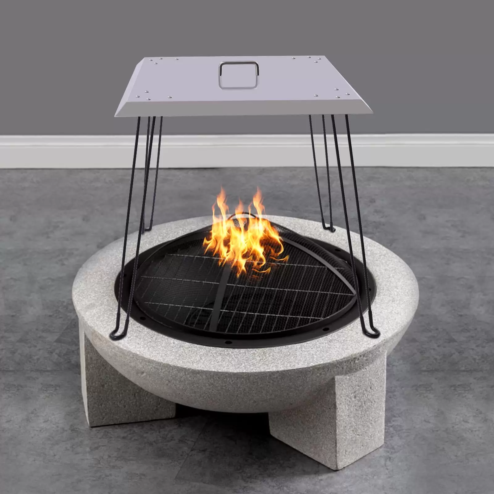 Fire Pit Heat Deflector Fire Bowls Cover Stainless Steel Square Fire Pit Burner Cover