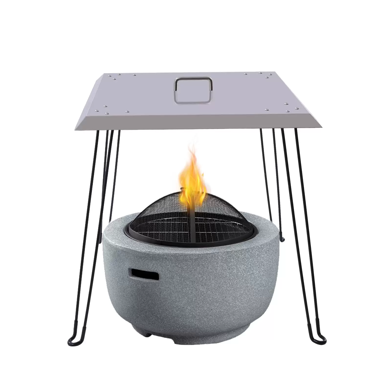 Fire Pit Heat Deflector Fire Bowls Cover Stainless Steel Square Fire Pit Burner Cover