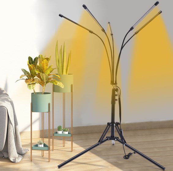 Full Spectrum LED Plant Lamp 5 Tubes with 360° Adjustable Stand Indoor Plant Lamp with Timer Full Spectrum LED Plant Lamp 5 Tubes with 360° Adjustable Stand Indoor Plant Lamp with Timer