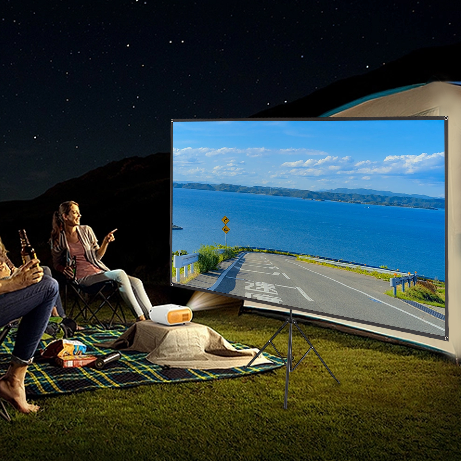 Projector Screen with Tripod, Portable Projector Screen, 80 Inches, 16:9, 4K HD Projection Screen Projector Screen with Tripod, Portable Projector Screen, 80 Inches, 16:9, 4K HD Projection Screen