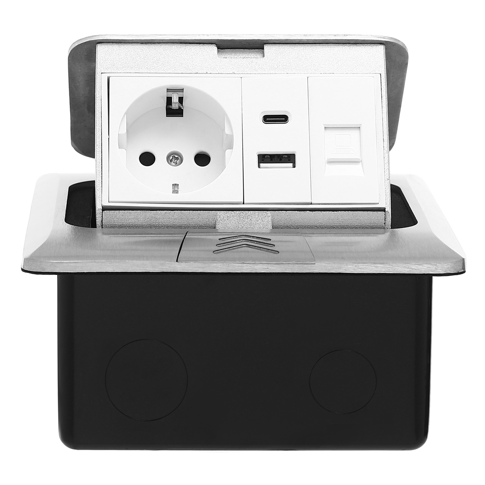 Floor recessed socket outlet box, Electrical socket outlet box, Safe protection, Panel size: 14.5*14.5 cm