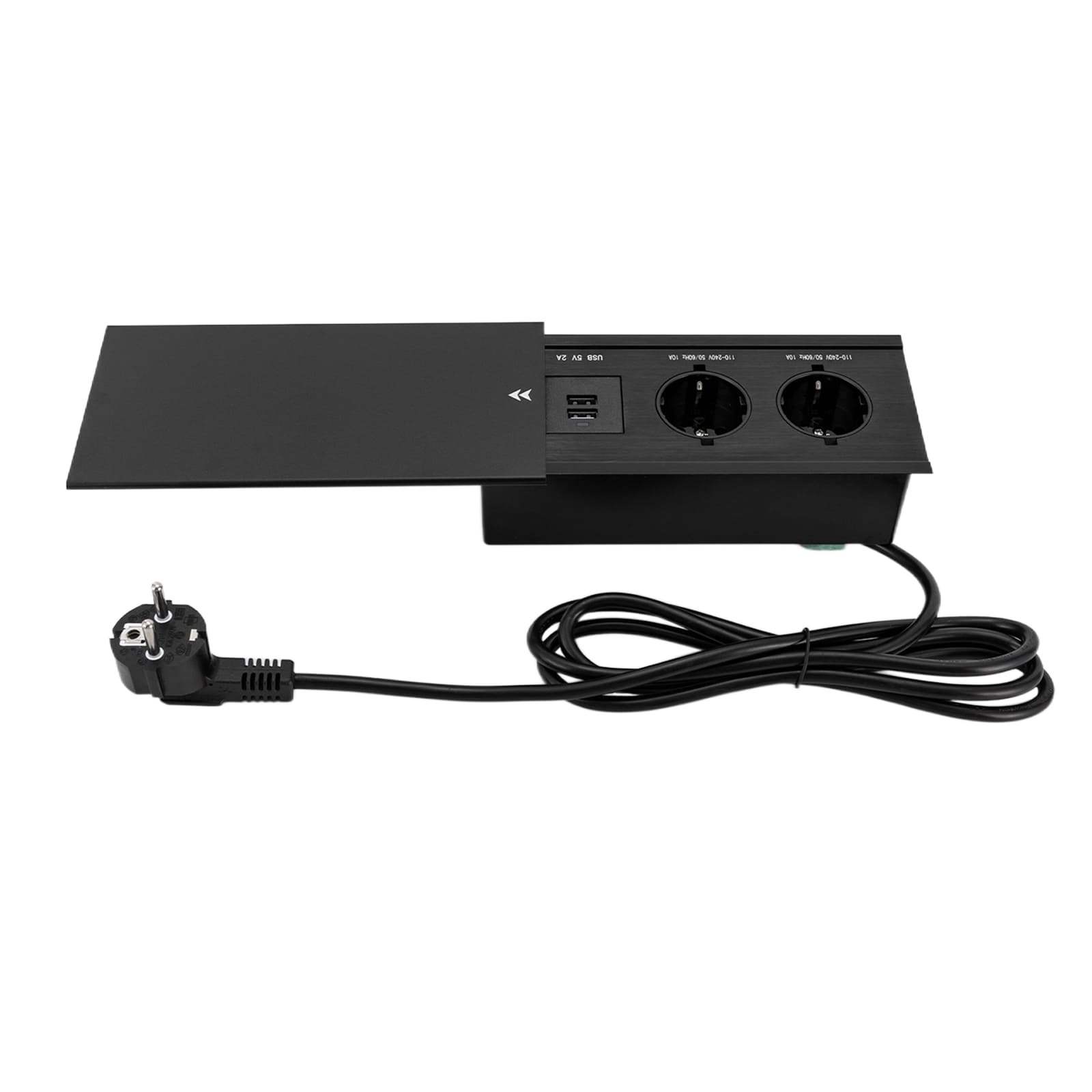 Flush-mounted Table Socket Integrated Design With 2 USB Ports With Sliding Cover 2 USB Sockets And 2 Euro Standard Sockets