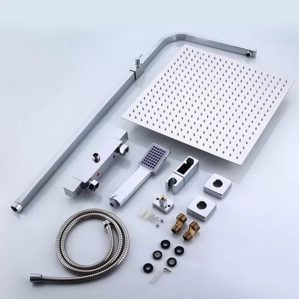 Shower Kit With Rainfall Shower System Stainless Steel With Thermostatic Shower Head Shower Head 30 Cm Easy To Use Practical Thermostat