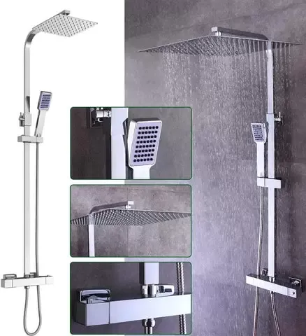 Shower Kit With Rainfall Shower System Stainless Steel With Thermostatic Shower Head Shower Head 30 Cm Easy To Use Practical Thermostat Shower Kit With Rainfall Shower System Stainless Steel With Thermostatic Shower Head Shower Head 30 Cm Easy To Use Practical Thermostat
