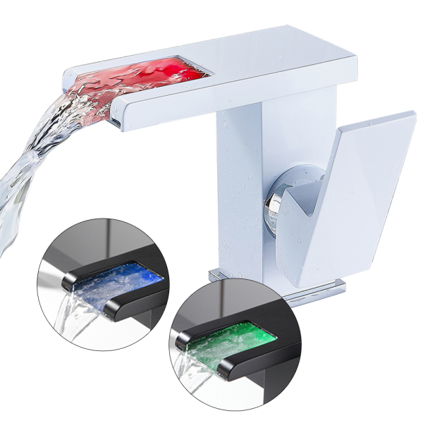 Bathroom Waterfall Faucet With Color Changing Led Lighting Modern Style Black Led Lights Works With Water Build To Last Easy To Install Bathroom Waterfall Faucet With Color Changing Led Lighting Modern Style Black Led Lights Works With Water Build To Last Easy To Install