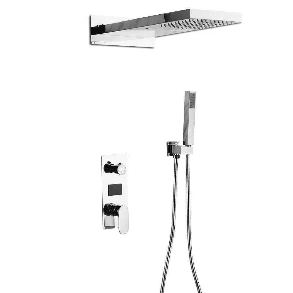 Concealed shower system with rain shower and shower head for bathroom
