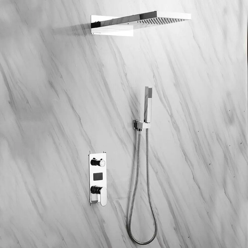 Concealed shower system with rain shower and shower head for bathroom