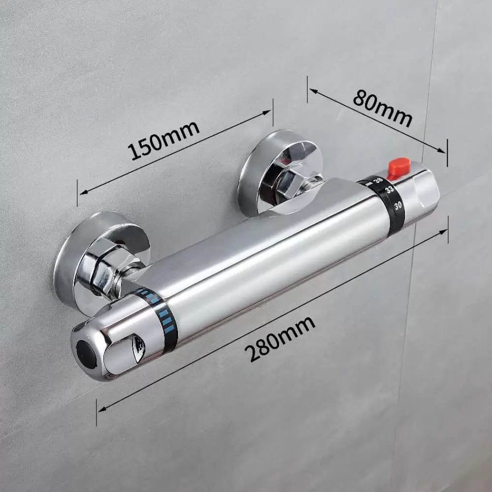 Thermostatic Shower Faucet Shower Mixer Faucet With Protection Button 38°c Safety Protection Thermostat ± 1,5 °c On-wall Mount Thermostatic Shower Faucet Shower Mixer Faucet With Protection Button 38°c Safety Protection Thermostat ± 1,5 °c On-wall Mount