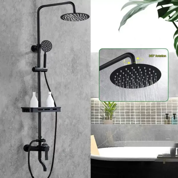 8 Inch Retro Black Bathroom Shower Faucet Shower System Rain Shower With Hand Shower 360° Rotatable Large Shower For Various Bathrooms Black 8 Inch Retro Black Bathroom Shower Faucet Shower System Rain Shower With Hand Shower 360° Rotatable Large Shower For Various Bathrooms Black