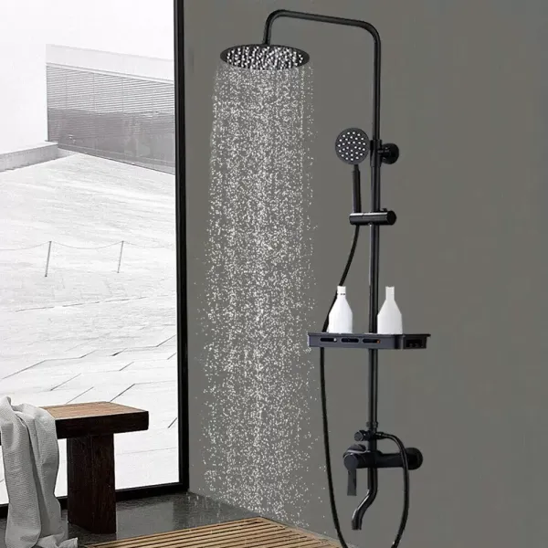 8 Inch Retro Black Bathroom Shower Faucet Shower System Rain Shower With Hand Shower 360° Rotatable Large Shower For Various Bathrooms Black