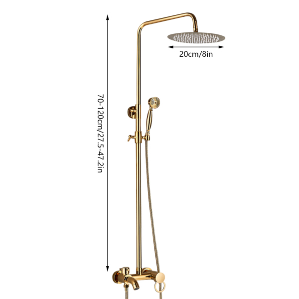 Morden Rain Shower System With Height Adjustable Hand Shower For Bathroom 20cm Gold Modern Shower Systems Easy To Install Comfortable Shower