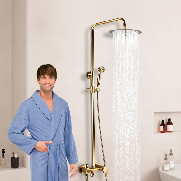 Morden Rain Shower System With Height Adjustable Hand Shower For Bathroom 20cm Gold Modern Shower Systems Easy To Install Comfortable Shower