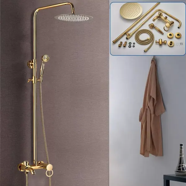 Morden Rain Shower System With Height Adjustable Hand Shower For Bathroom 20cm Gold Modern Shower Systems Easy To Install Comfortable Shower
