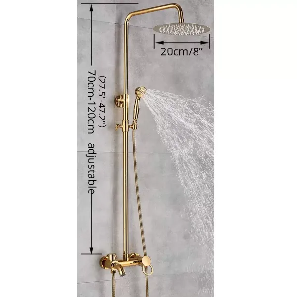 Morden Rain Shower System With Height Adjustable Hand Shower For Bathroom 20cm Gold Modern Shower Systems Easy To Install Comfortable Shower
