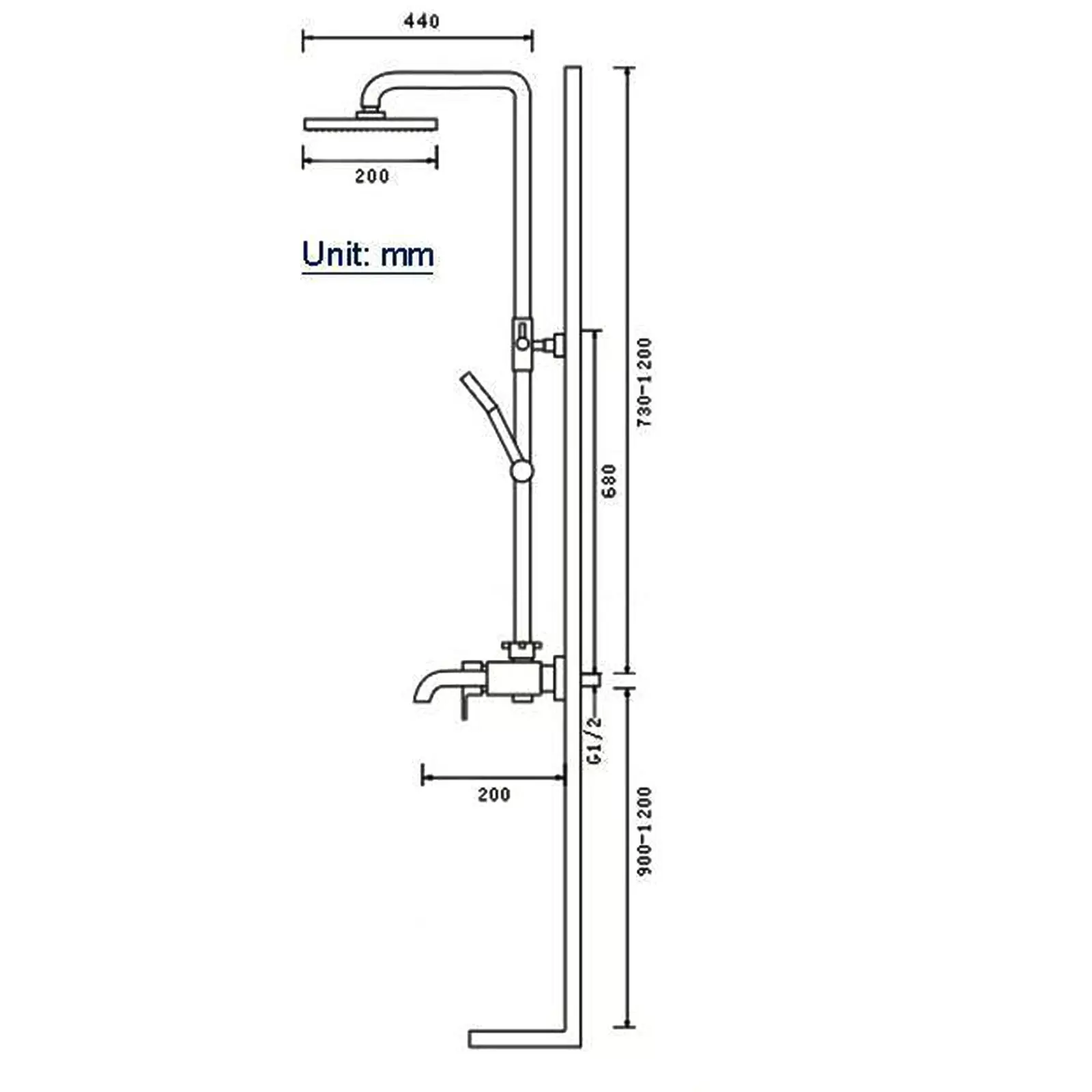 8 Inch Wall Mounted Rain Shower System, Bathroom Shower Faucet Shower Set, Shower Head and Overhead Hand Shower, Adjustable Bar 730mm - 1200mm 8 Inch Wall Mounted Rain Shower System, Bathroom Shower Faucet Shower Set, Shower Head and Overhead Hand Shower, Adjustable Bar 730mm - 1200mm