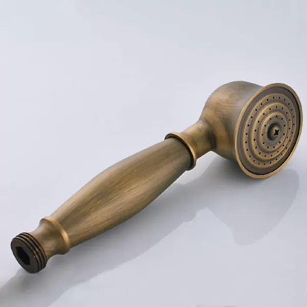 Antique Brass Shower Set with 75-120cm Adjustable Shower Head with Shelf Stainless Steel Material Composed of Copper Shell ABS Hand Shower