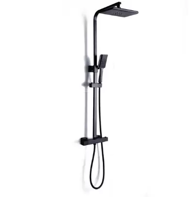 360° Shower System with 38°C Thermostat Black Rain Shower Shower Set with Lead-free Brass and Stainless Steel Pipe for Showers in Homes and Hotels