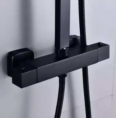 360° Shower System with 38°C Thermostat Black Rain Shower Shower Set with Lead-free Brass and Stainless Steel Pipe for Showers in Homes and Hotels 360° Shower System with 38°C Thermostat Black Rain Shower Shower Set with Lead-free Brass and Stainless Steel Pipe for Showers in Homes and Hotels