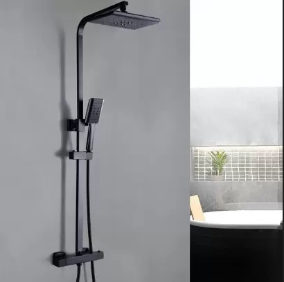 360° Shower System with 38°C Thermostat Black Rain Shower Shower Set with Lead-free Brass and Stainless Steel Pipe for Showers in Homes and Hotels 360° Shower System with 38°C Thermostat Black Rain Shower Shower Set with Lead-free Brass and Stainless Steel Pipe for Showers in Homes and Hotels