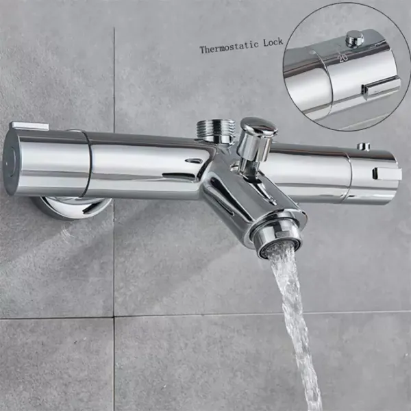 Thermostatic Shower System with Spray and Hand Shower Complete Height Adjustable Shower System Stainless Steel Shower Set Silver