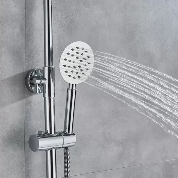 Thermostatic Shower System with Spray and Hand Shower Complete Height Adjustable Shower System Stainless Steel Shower Set Silver