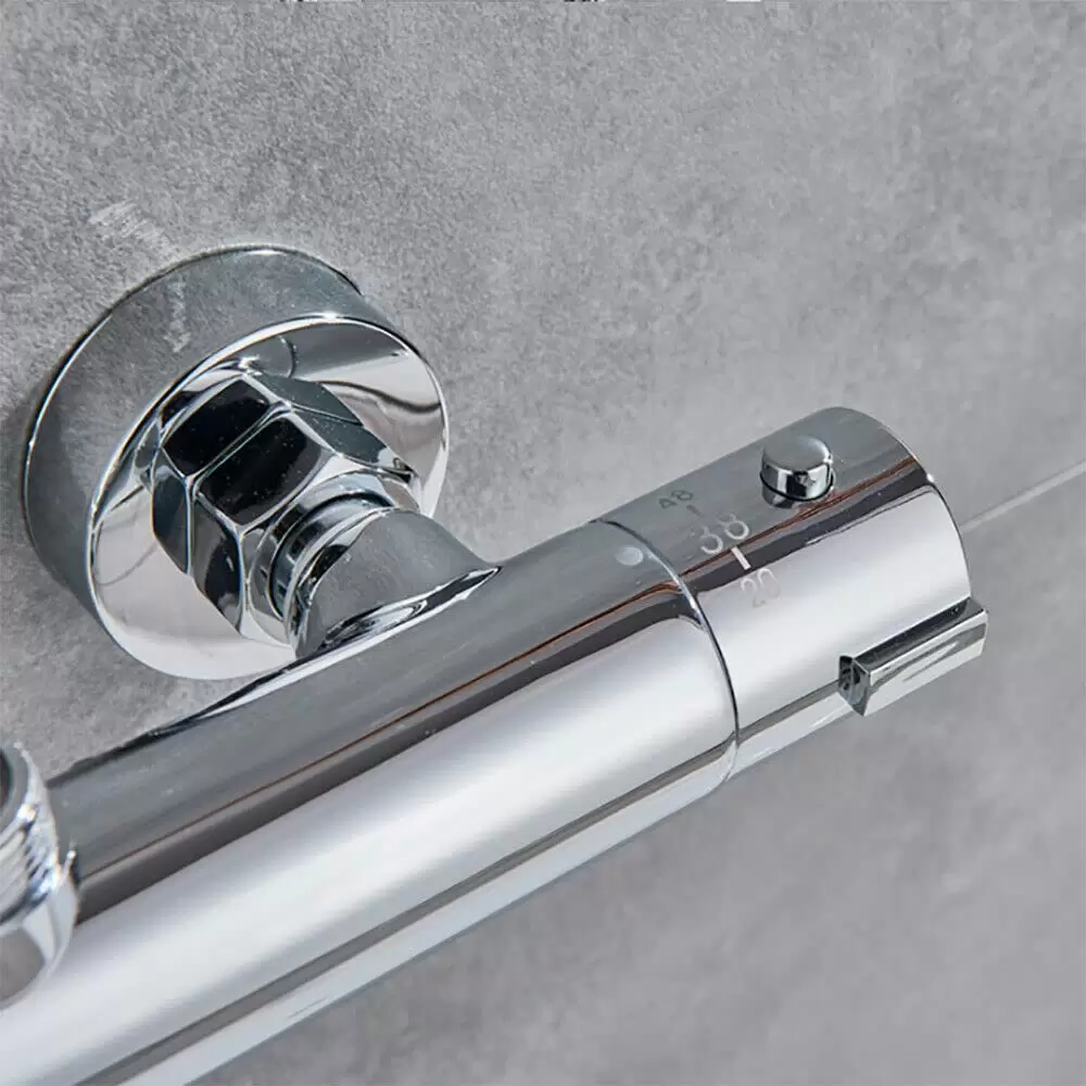 Thermostatic Shower System with Spray and Hand Shower Complete Height Adjustable Shower System Stainless Steel Shower Set Silver