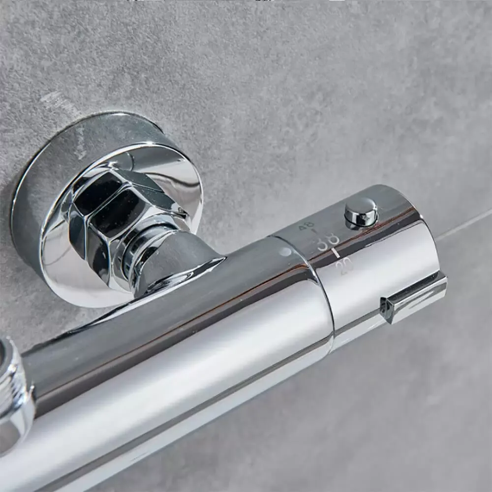 Thermostatic Shower System with Spray and Hand Shower Complete Height Adjustable Shower System Stainless Steel Shower Set Silver