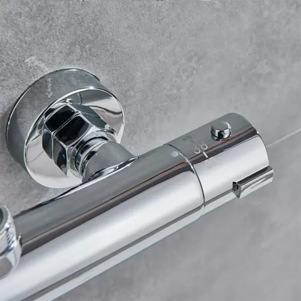 Thermostatic Shower System with Spray and Hand Shower Complete Height Adjustable Shower System Stainless Steel Shower Set Silver