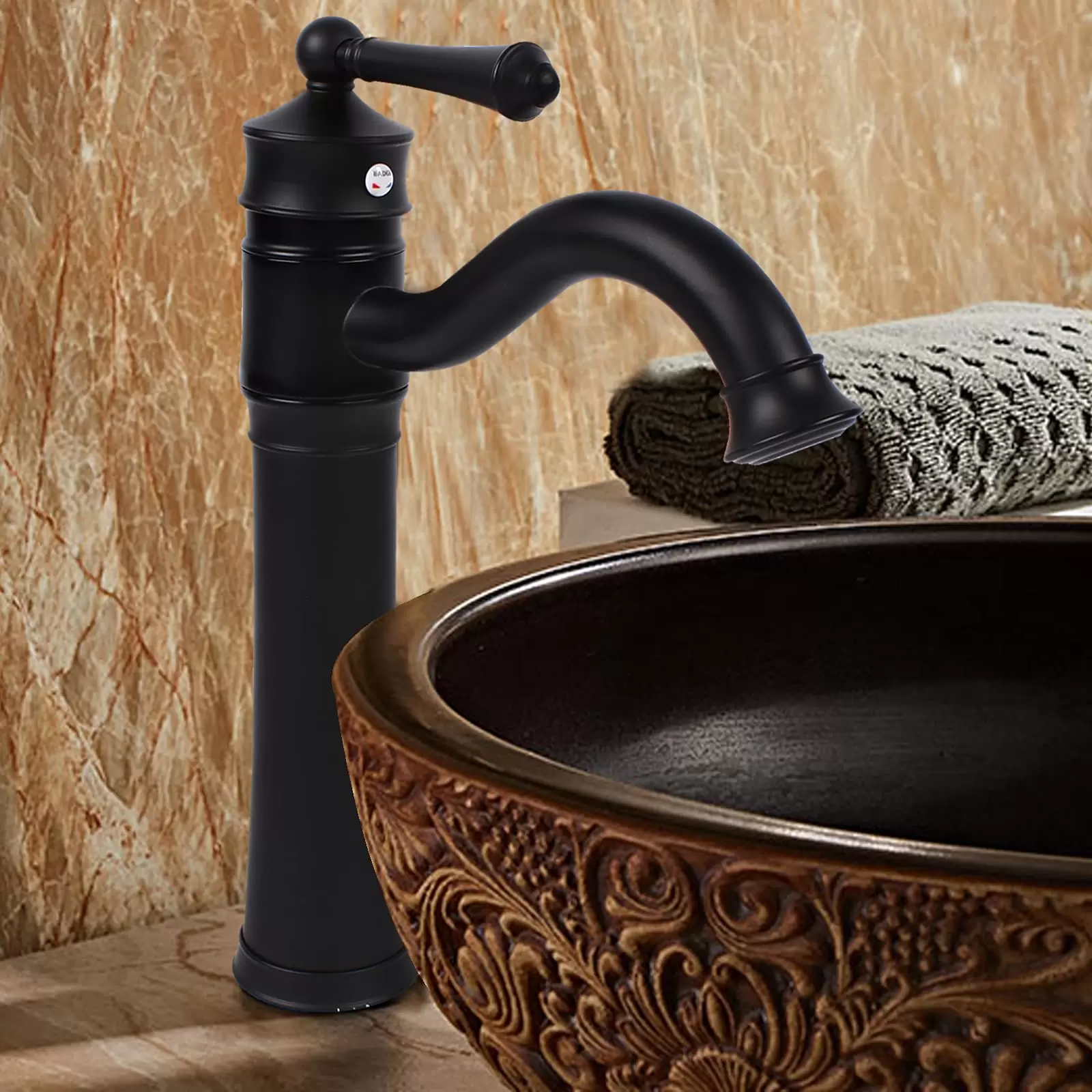 CNCEST Retro Faucet 360° Rotatable Black Single Lever Mixer Tap 34cm High Spout for Bathroom Kitchen 100% Brand New Long Service Life CNCEST Retro Faucet 360° Rotatable Black Single Lever Mixer Tap 34cm High Spout for Bathroom Kitchen 100% Brand New Long Service Life
