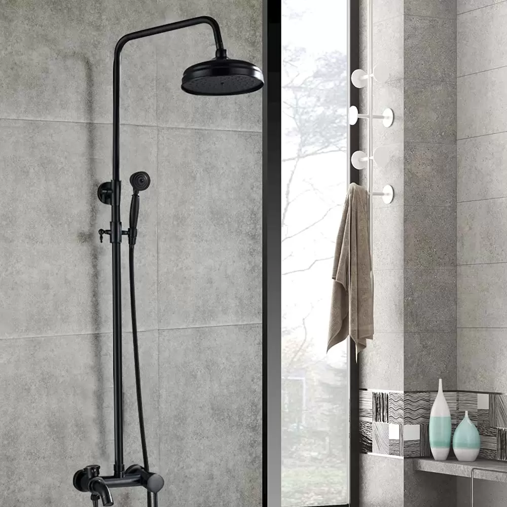 Shower Fitting Set Retro Shower System Rain Shower With Shower Head Hand Shower Ceramic Valve 17*15*120cm Shower Faucet Set