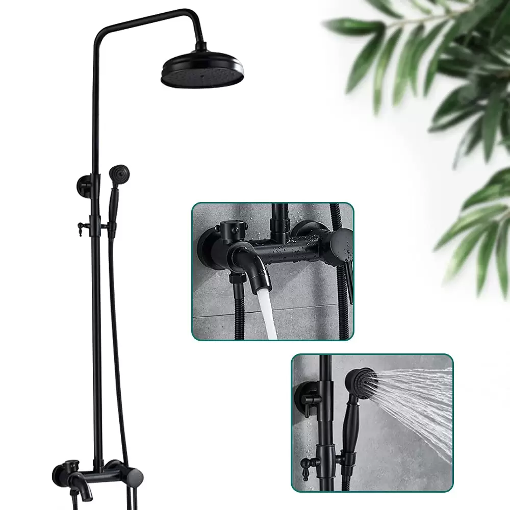 Shower Fitting Set Retro Shower System Rain Shower With Shower Head Hand Shower Ceramic Valve 17*15*120cm Shower Faucet Set Shower Fitting Set Retro Shower System Rain Shower With Shower Head Hand Shower Ceramic Valve 17*15*120cm Shower Faucet Set